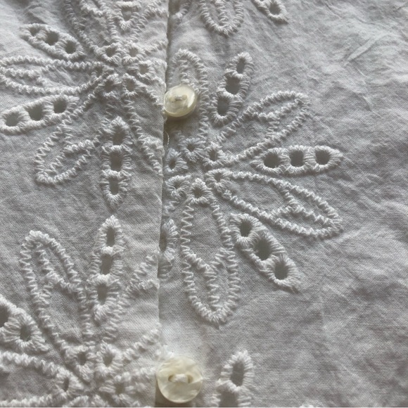 Zara Girls Size 13-14 White Embroidered Lined Short Sleeves Dress Button-Up - Picture 9 of 16